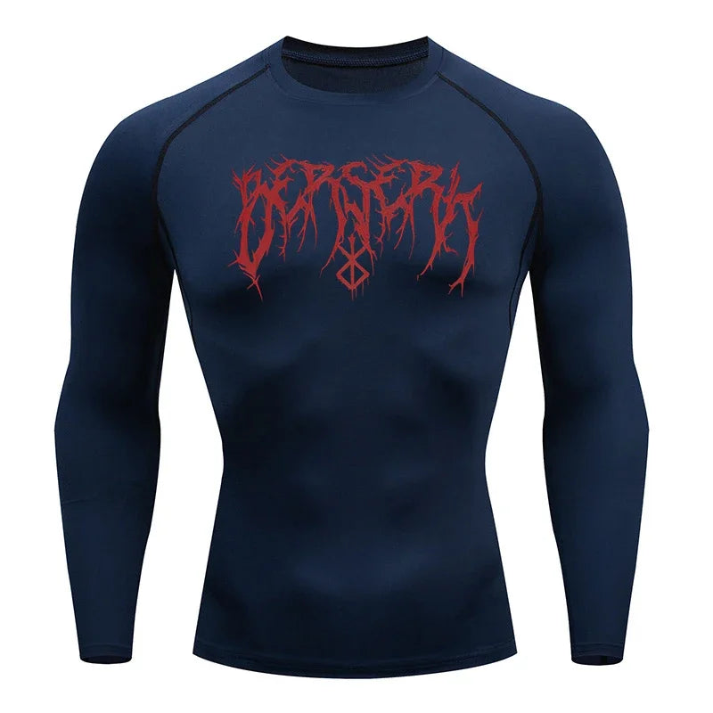 Fitness Workout Rash Guard für Männer athletische schnell trocknende Kompressionsshirts Berserk Druck T-Shirts Tops Unterhemden Baselayers