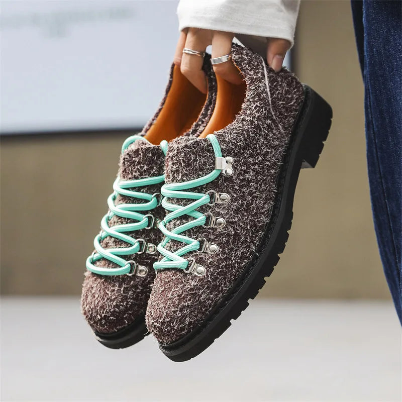 Fashion Mens Casual Leather Shoes Men Trendy Designer Style Derby Shoe Men's Lace-up Flats - Sun Studio
