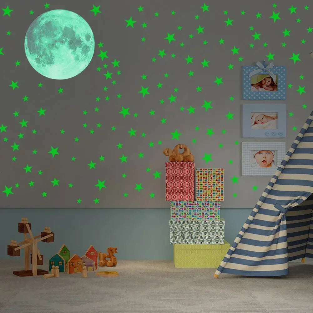 Colorful Moon Luminous Wall Stickers For Kids Room Bedroom Ceiling Art Decals Home Decor Unicorn Stars Glow In The Dark Stickers - Sun Studio