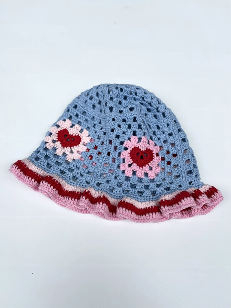 Red Love Heart Crochet Threaded Bikini Set With bucket Hats Handmade Swinwear Bathing Suit Sexy Fashion Swimsuit Vacation Wear - Sun Studio