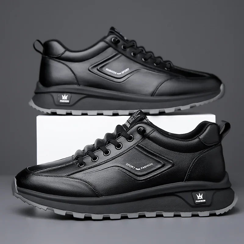 Designer New Men Genuine Leather Casual Sport Shoes Street Fashion Comfortable Cow Leather Lace-up Sneakers - Sun Studio