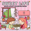 Deluxe Couples Coloring Book for Adults - 24 Thick Pages, 7.8x7.8 Inch, Unique Original Designs for Relaxation and Sweet Moments - Sun Studio