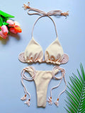 Sexy solid color women's bikini set summer swimsuit two-piece set beach Swimwear bikinis - Sun Studio
