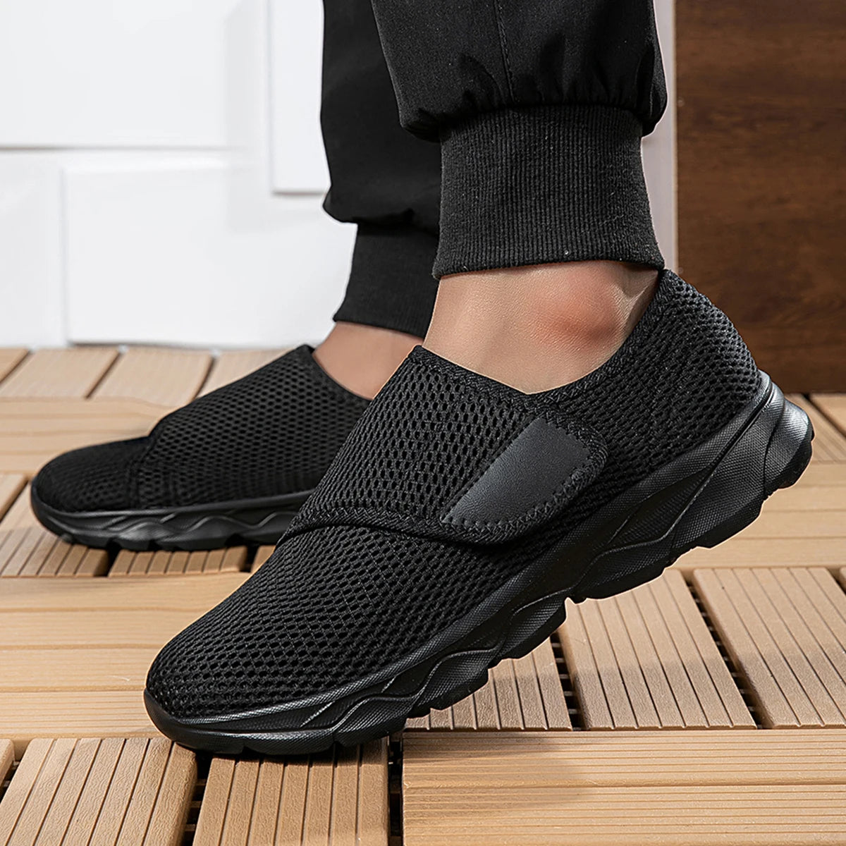 Sneakers Men Orthopedics Wide Feet Swollen Walking Casual Shoes Thumb Eversion Adjusting Soft Comfortable Light Man Shoes Black - Sun Studio