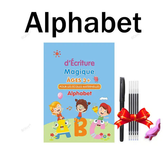 Free Shipping Reusable Montessori Toys French English Spanish Copybooks Pen Writing Sticker Magic Copybook for Calligraphy - Sun Studio