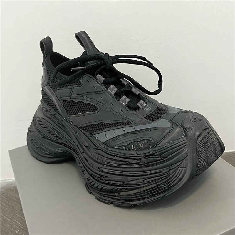 Thick Bottom Platform High Heel Casual Trainers Luxury Brand Designer Women Sneaker Mixed Color Runway Sport Shoes Large Size - Sun Studio