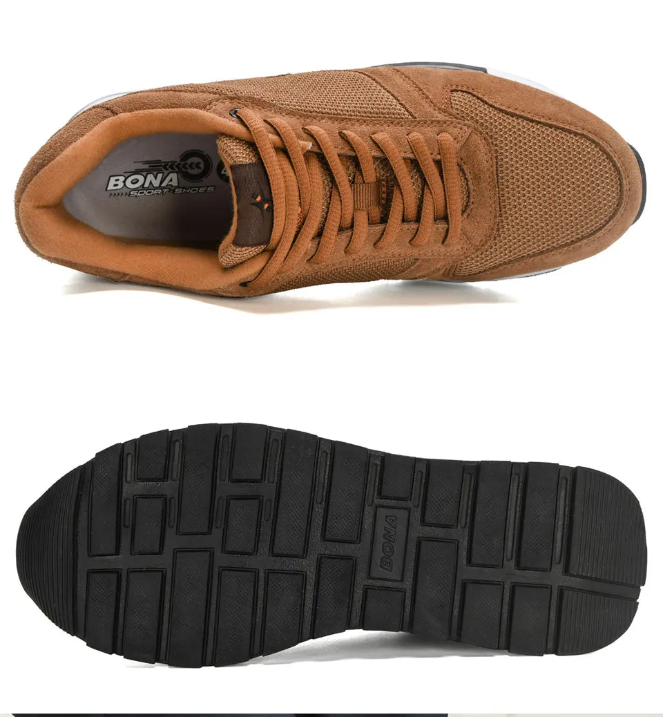 BONA 2022 New Designers Suede Casual Shoes Men Sneakers Outdoor Walking Shoes Man Comfortable Shoes Walking Footwear Mansculino - Sun Studio