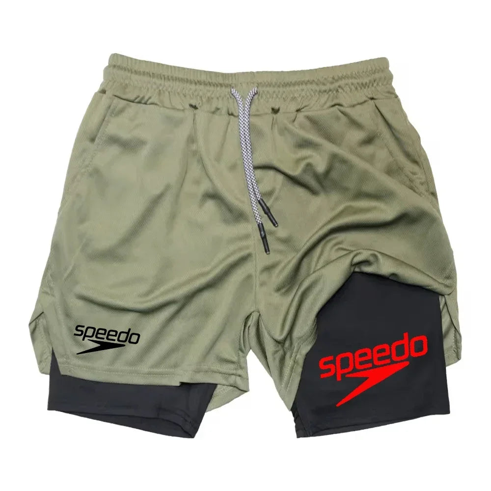 Fitness 2-in-1 training shorts, suitable for men, beach running quick-dry shorts, outdoor sports shorts, fitness basketball shor - Sun Studio