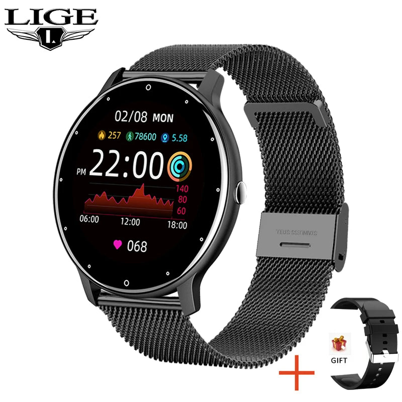 LIGE New Smart Watch Men Sports Fitness Watches Heart Rate Full Touch Screen Bluetooth Call 2026 New Ultra Light Smartwatch Men