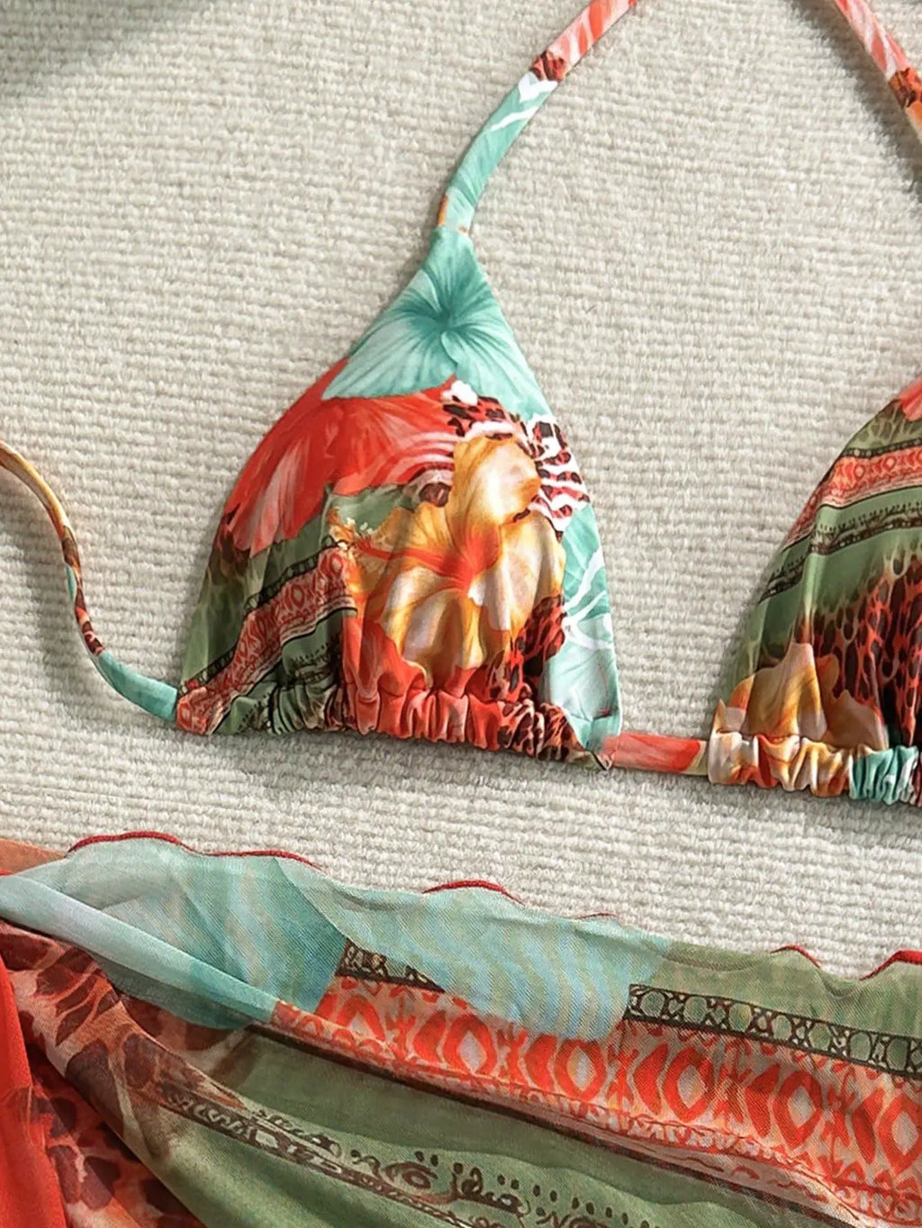 Sexy Skirt 3 Piece Bikinis Sets 2026 Women Orange Floral Tiger Print Push Up High Waist Swimsuit Bathing Suit Swimwear Biquini - Sun Studio