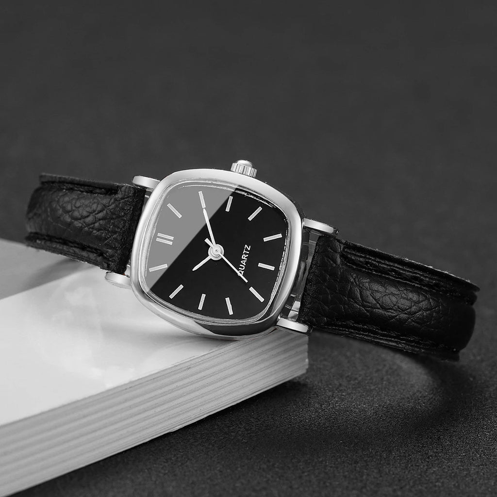 2PCS/Set Fashion Small Dial Women Watches Leather Band Square Quartz Watch for Ladies Clock Reloj Mujer （Without Box） - Sun Studio
