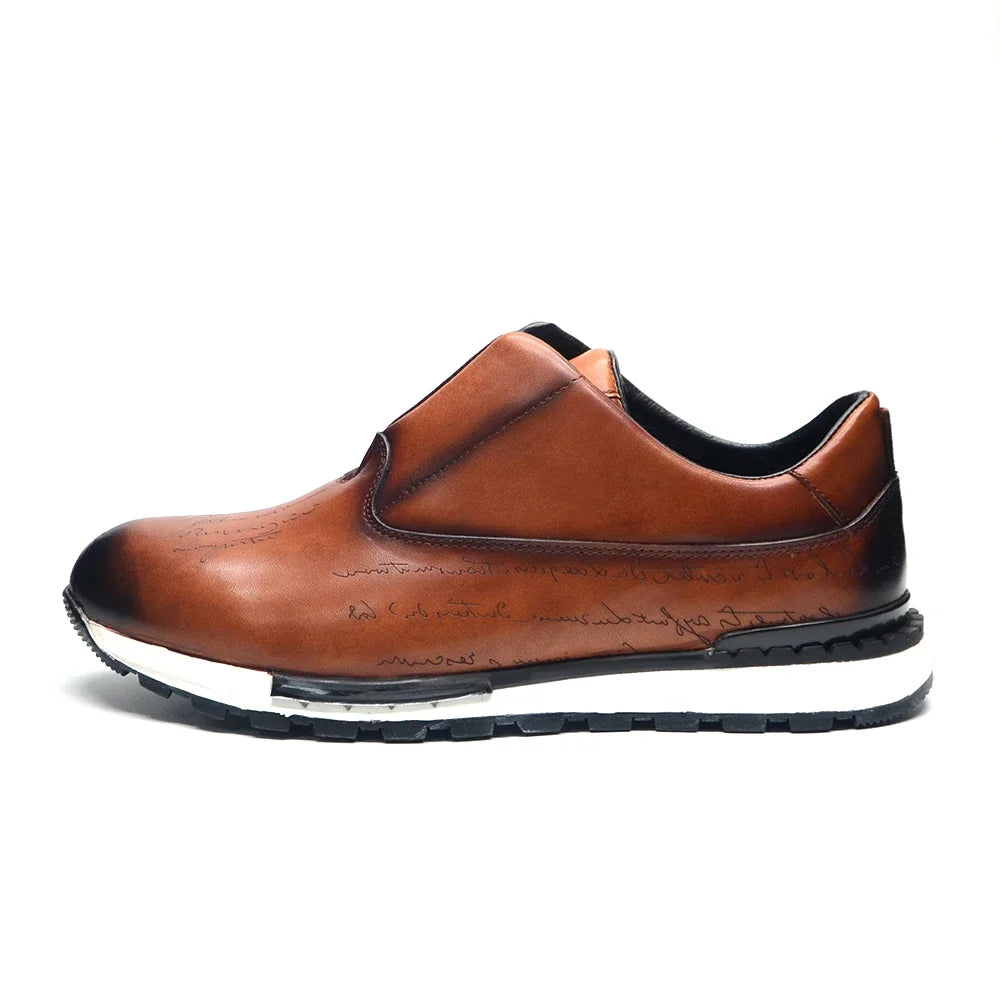 Luxury Brand Style Casual Sneakers Men's Shoes Genuine Leather Lace-up Basic Outdoor Footwear Daily Male Fashion Oxford Shoes - Sun Studio