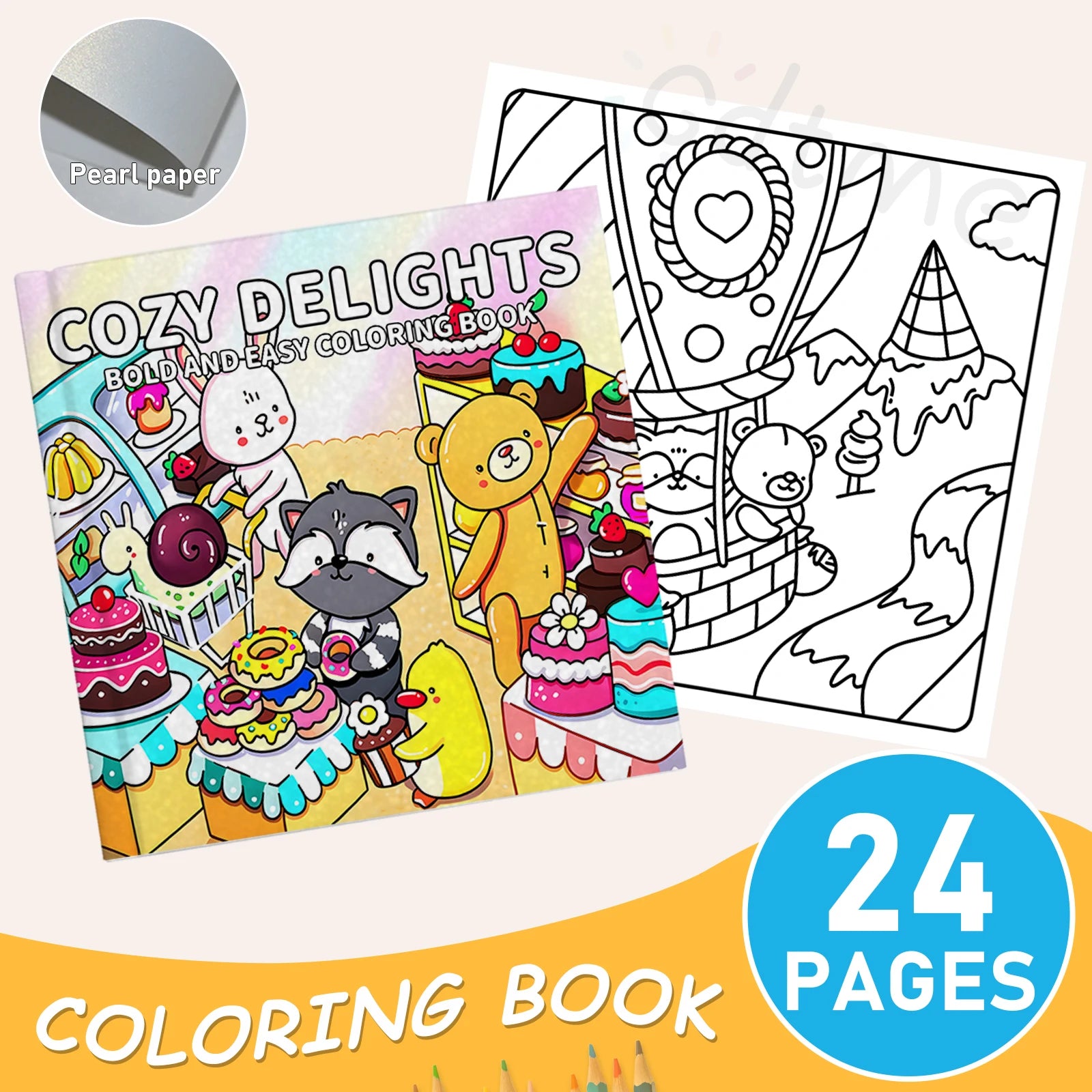 COZY DELIGHTS Cute & Comfy Coloring Book for Adults Cute Drawing Book Perfect Gift for Party and Birthday - Sun Studio