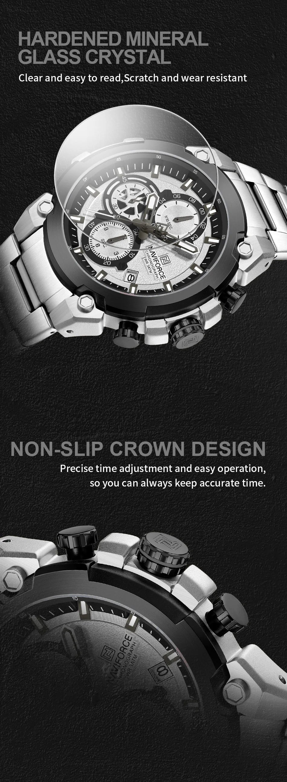 NAVIFORCE Men's Watches Top Luxury Original Quartz Wrist Watch for Men Chronograph Calendar Waterproof Man Watch Relojes Hombre - Sun Studio