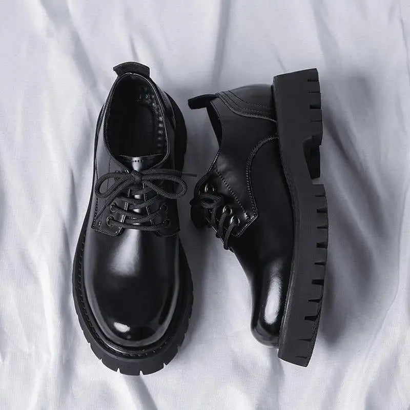 Genuine Soft Leather Men's Shoes 5cm Heightening Thick Bottom Anti-slip Waterproof Casual Black Formal Shoes Autumn Season - Sun Studio