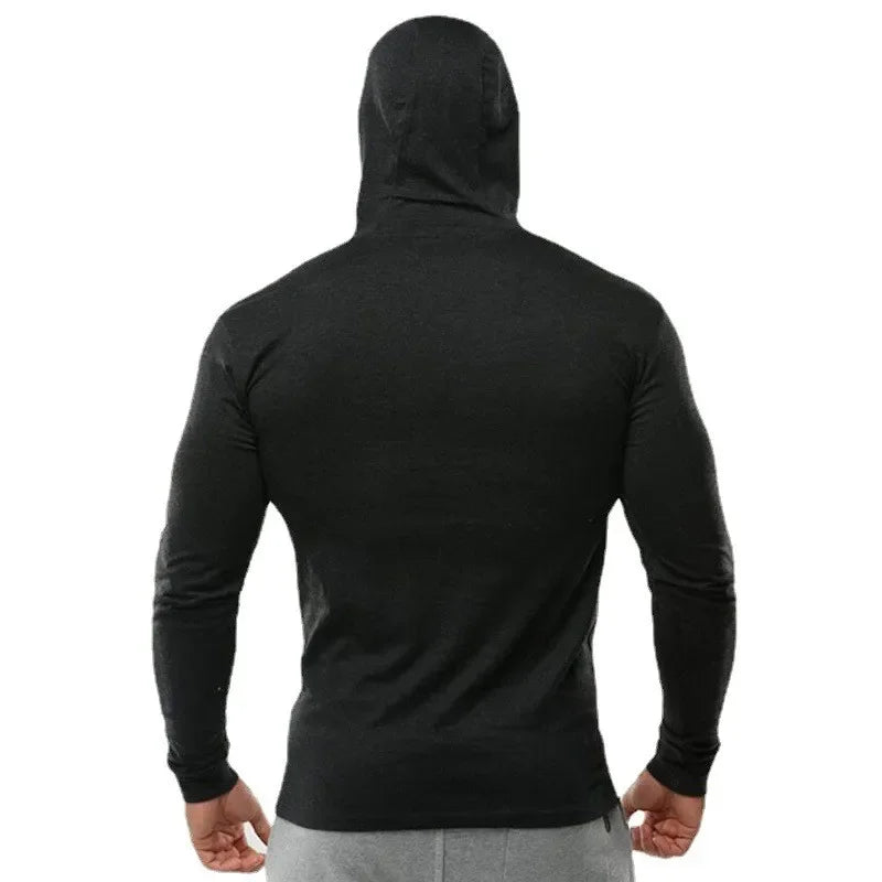 Gym Running Sport T-Shirts Mens Cotton Long Sleeve Hooded Clothing Fitness Bodybuilding Muscle Hoodies Workout Jogging Shirts - Sun Studio