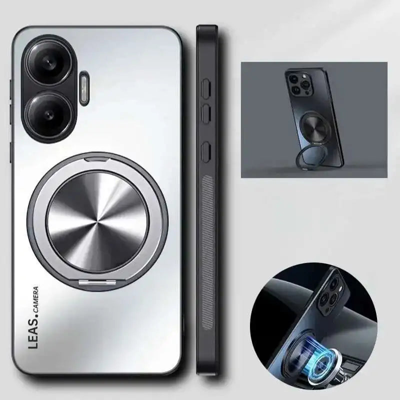 AG Frosted Magnetic Rotate Ring Stand Holder Case For POCO F7 5G Matte Bumper Camera Protective Cover For Xiaomi POCO F 7 PocoF7 - Sun Studio