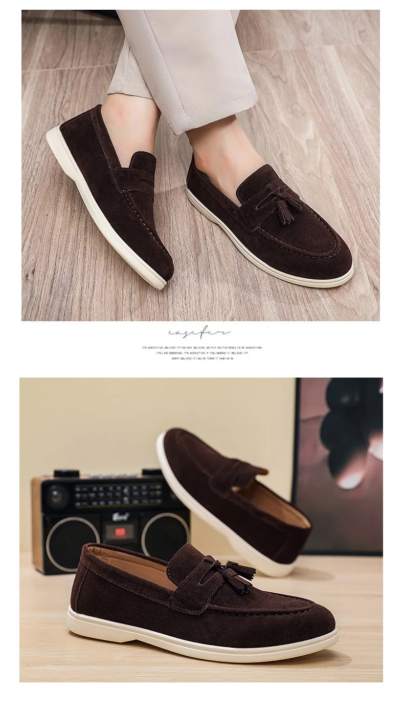 Fashion Men's Casual Shoes British Classic Tassel Loafers Moccasins Lazy Outdoor Flat Shoes‌。 - Sun Studio