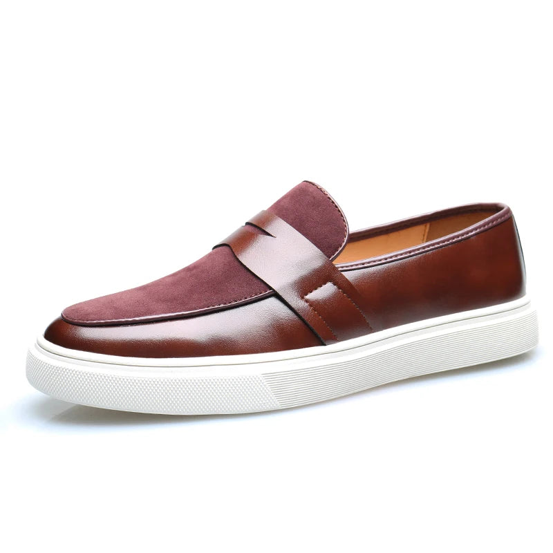 Fashion Men's Casual Slip-on Leather Shoes Men Classic British Style Penny Loafers Mens Outdoor Board Shoe Driving Flats - Sun Studio