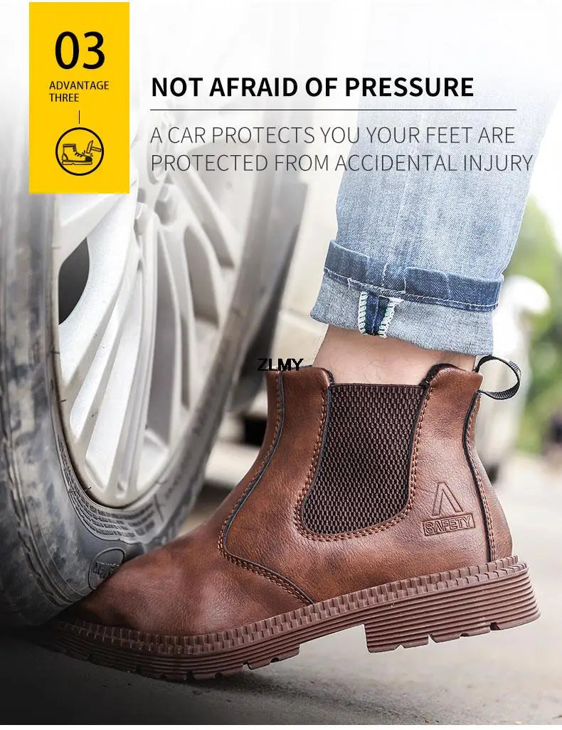 Waterproof Men Welder Shoes Steel Toe Work Shoes Man Anti-spark Anti-smash Safety Shoes Male Slip On Chelsea Work Safety Boots