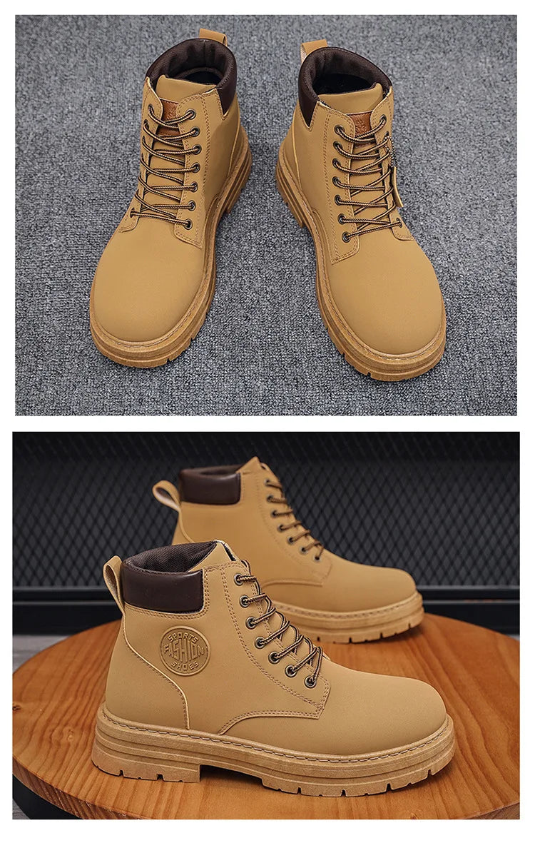 Men's Designer Motorcycle Boots Fashion Comfortable High Top Platform Work Boots Winter Hot Selling Mens Green Hiking Boots 2026 - Sun Studio
