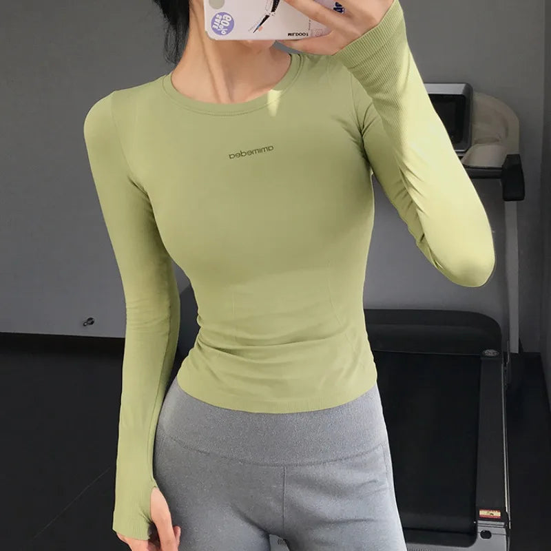 Fitness Tops Women Tight Sports Long Sleeve Yoga Clothing Running Training Clothes Gym Workout Shirt Comfortable Training Cloth - Sun Studio
