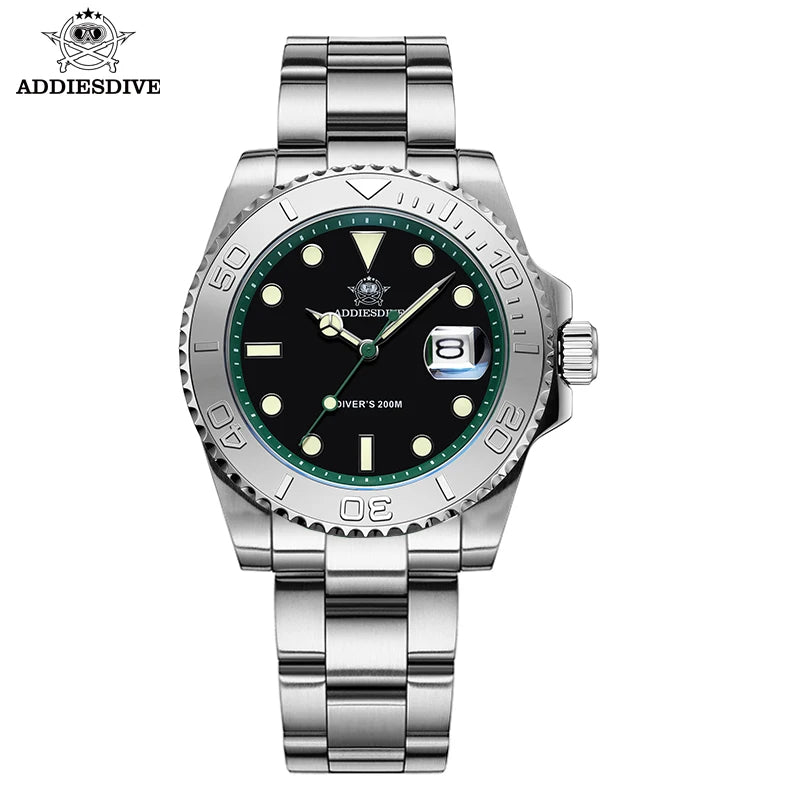 ADDIESDIVE Luxury Men's Diver Watch 200m Stainless Steel Bezel BGW9 Super Luminous Men's Analog Business Quartz Watches AD2040 - Sun Studio