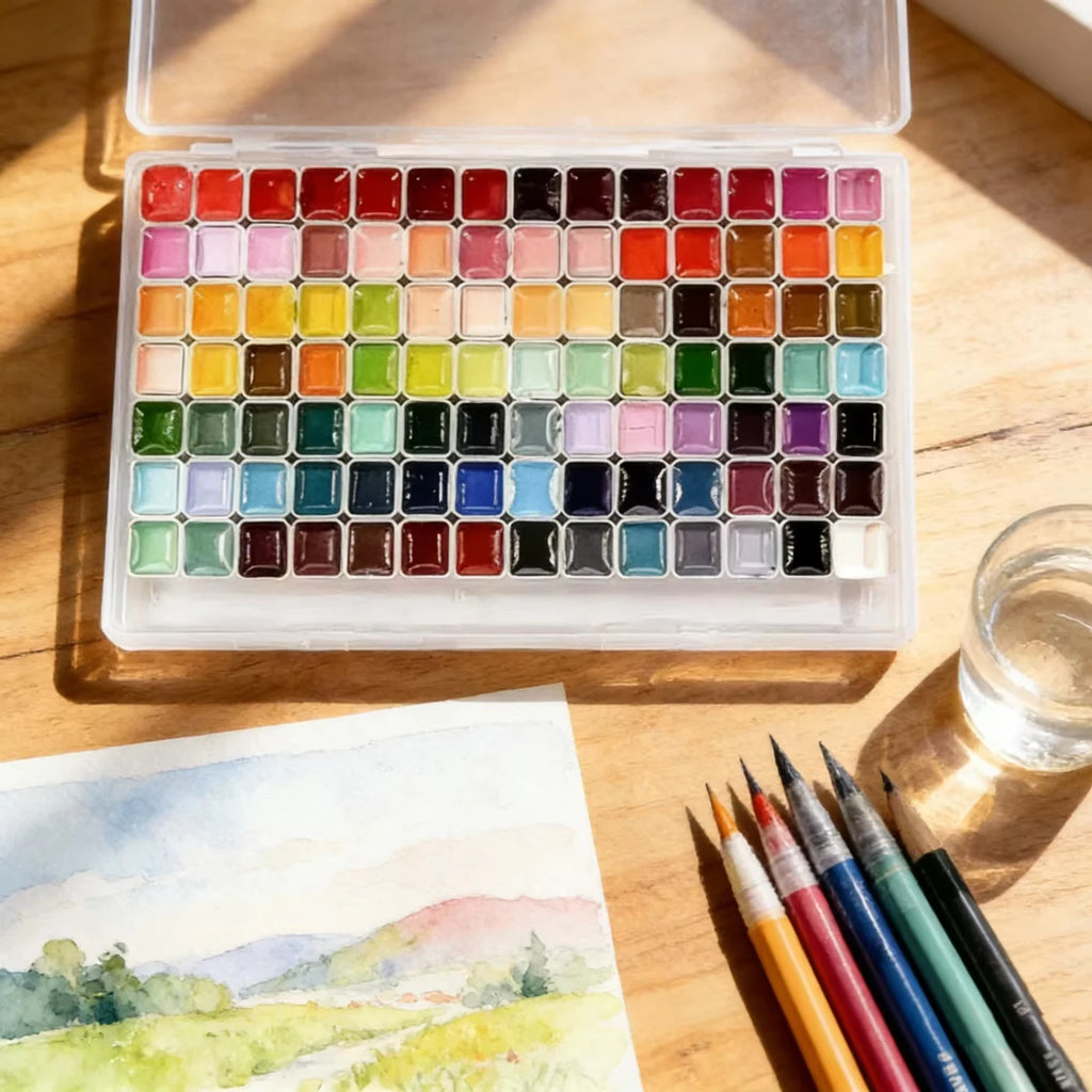 Watercolor Paint Set 98/60Colors, Professional-quality art supplies for artists adult painting aketching, Non-Toxic - Sun Studio