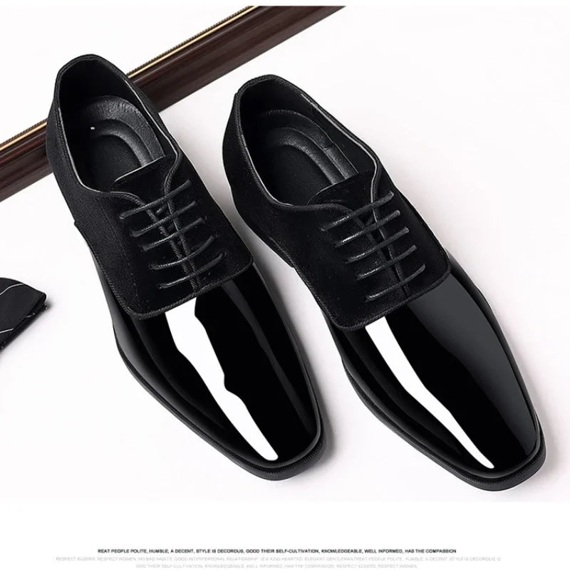New Oxford Men's Pointed Toe Dress  Luxury Lacquer Wedding Shoes Classic Derby Shoes 2023 Leather Shoes Size 38-50 - Sun Studio