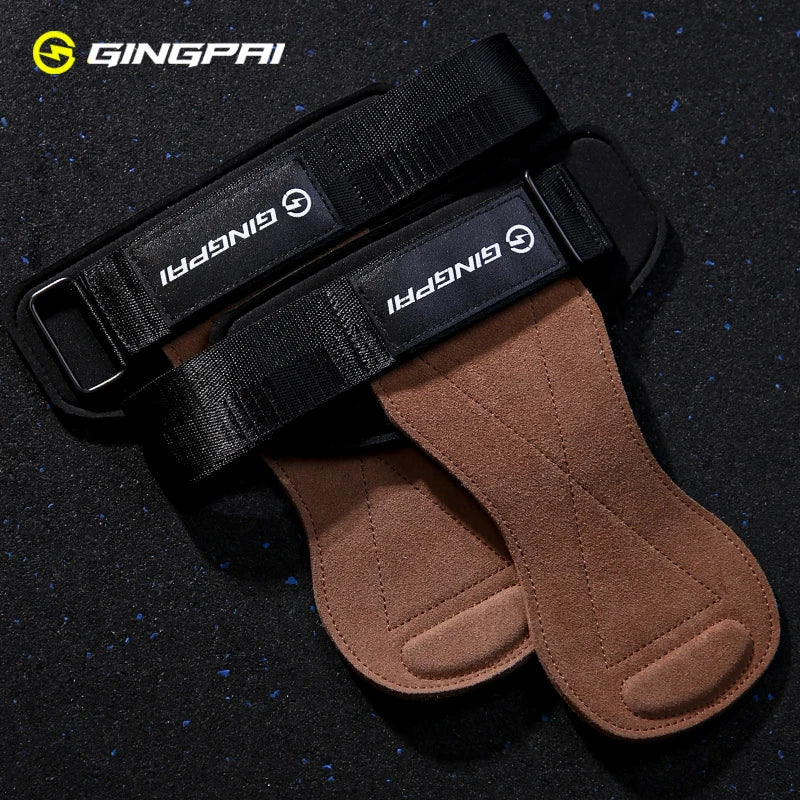 Gym Grips For Men Women Cowhide Palm Guards Weightlifting Fitness Workout Gloves Grips with Wrist Wraps Training Equipment - Sun Studio
