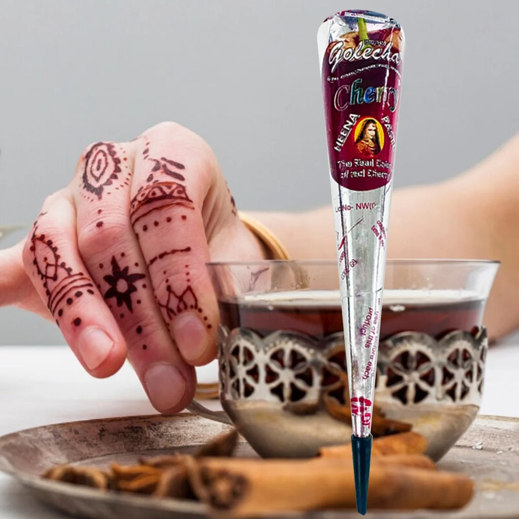 1/4 Pcs Henna Cream Red GOLECHA Henna Tattoo Cream , Temporary Tattoo Henna Cone Semi-permanent henna Natural Body Paint - Sun Studio