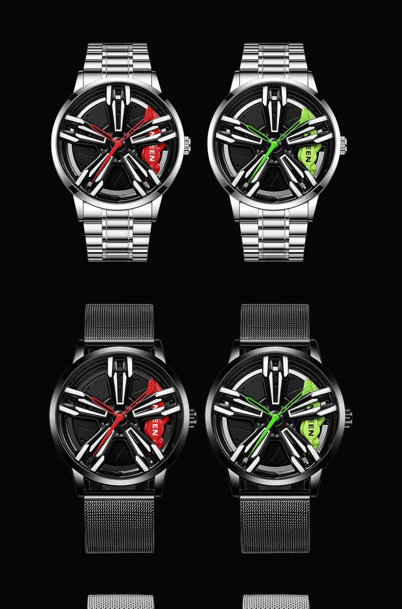 2025 New Racing Watches Men Custom Design Super Car Rim Watch Stainless Steel Black Retro Waterproof Watch Relogio Masculino - Sun Studio