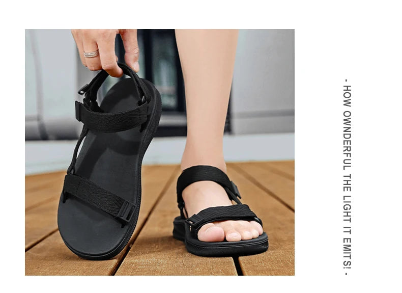 Black Men's Outdoor Casual Arch Support Sandals Anti-Slip Breathable Beach Holiday Sports Sandals for Summer Walking Size 40-45 - Sun Studio