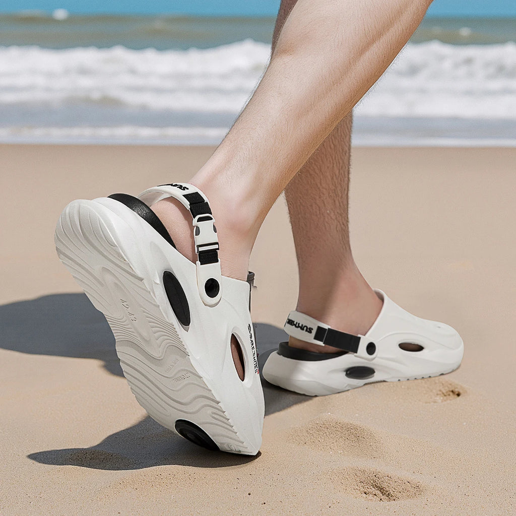 Thick Bottom Men Hole Shoes Beach Slip-On Outdoor Slippers Non-Slip Comfortable Outdoor Slippers - Sun Studio