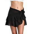Women Beach Skirt Solid Color Chiffon Cover Up Bikini Skirt Bandage Sarong See Through Cover-ups Swimsuit - Sun Studio