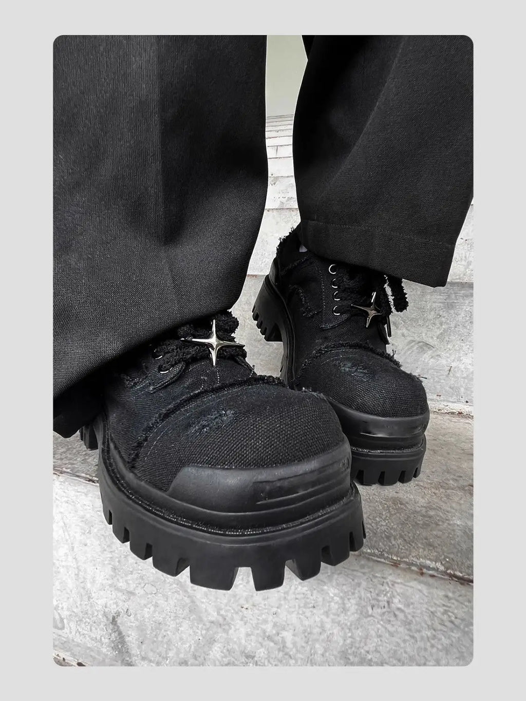 Men's British Style Derby Models Increase in Height Thick Soles Big Heads Commuting Denim Destruction Wind Tooling Casual Shoes - Sun Studio