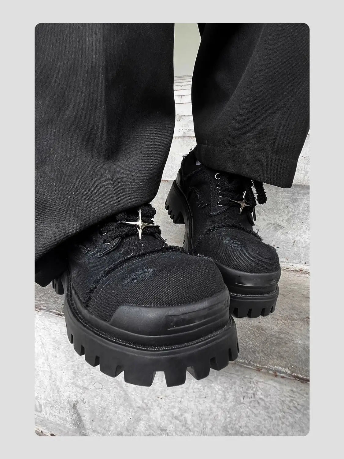 Men's British Style Derby Models Increase in Height Thick Soles Big Heads Commuting Denim Destruction Wind Tooling Casual Shoes - Sun Studio