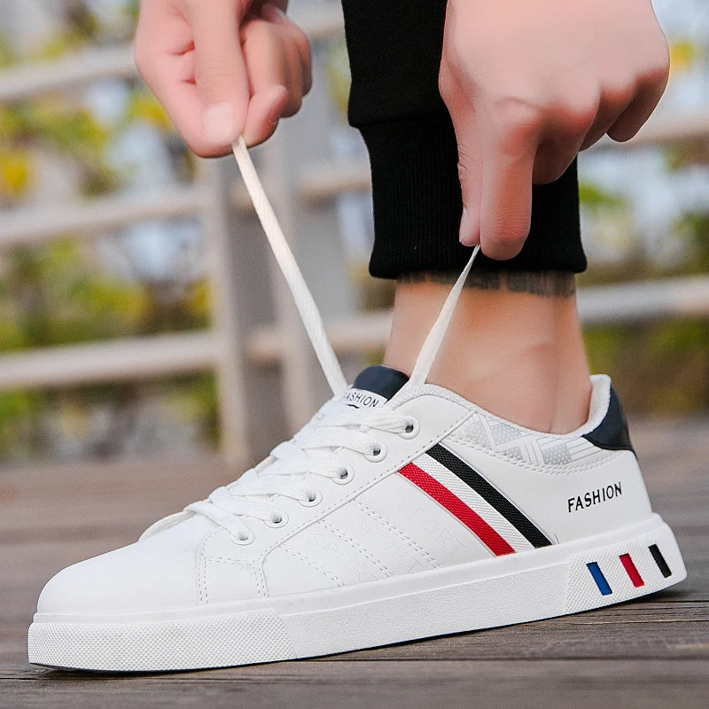 2024 Mens Casual Sneakers New Fashion Lace-up White Shoes Student Comfort Sports Plus Size Vulcanized Shoes Zapatillas De Hombre - Sun Studio
