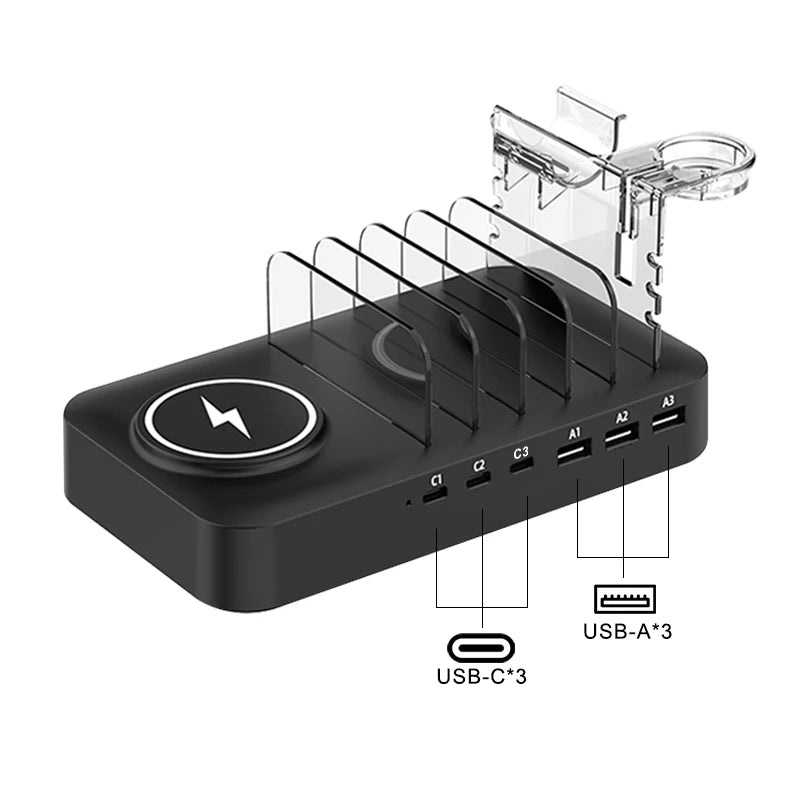 Multifunctional Charger 9in1 Wireless Charger For Mobile Phones Watches Headphones Multi Port Charger Fast Charger - Sun Studio