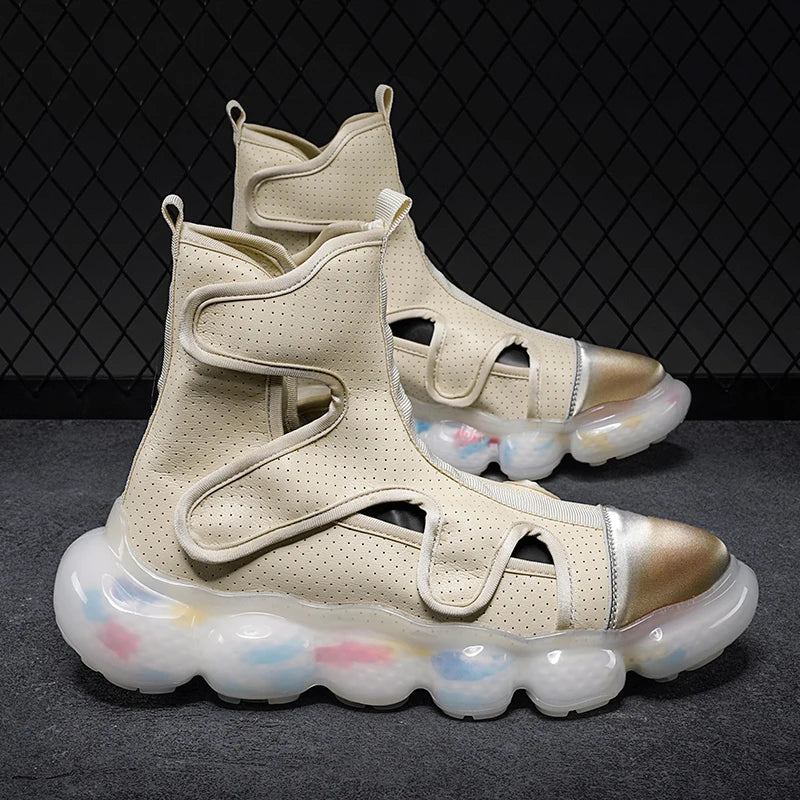 2023 Spring New Men's Casual Shoes Fashion Solid Color Shoes Outdoor Outsoles Breathable Light Comfortable High Top Man Sneakers - Sun Studio