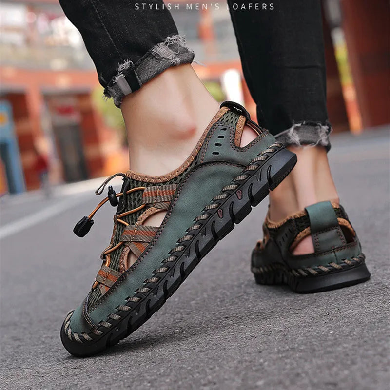 Hot Sale Summer Men's Sandals Outdoor Non-slip Men's Beach Sandals Handmade Genuine Leather Men's Shoes Fashion Men Sneakers - Sun Studio