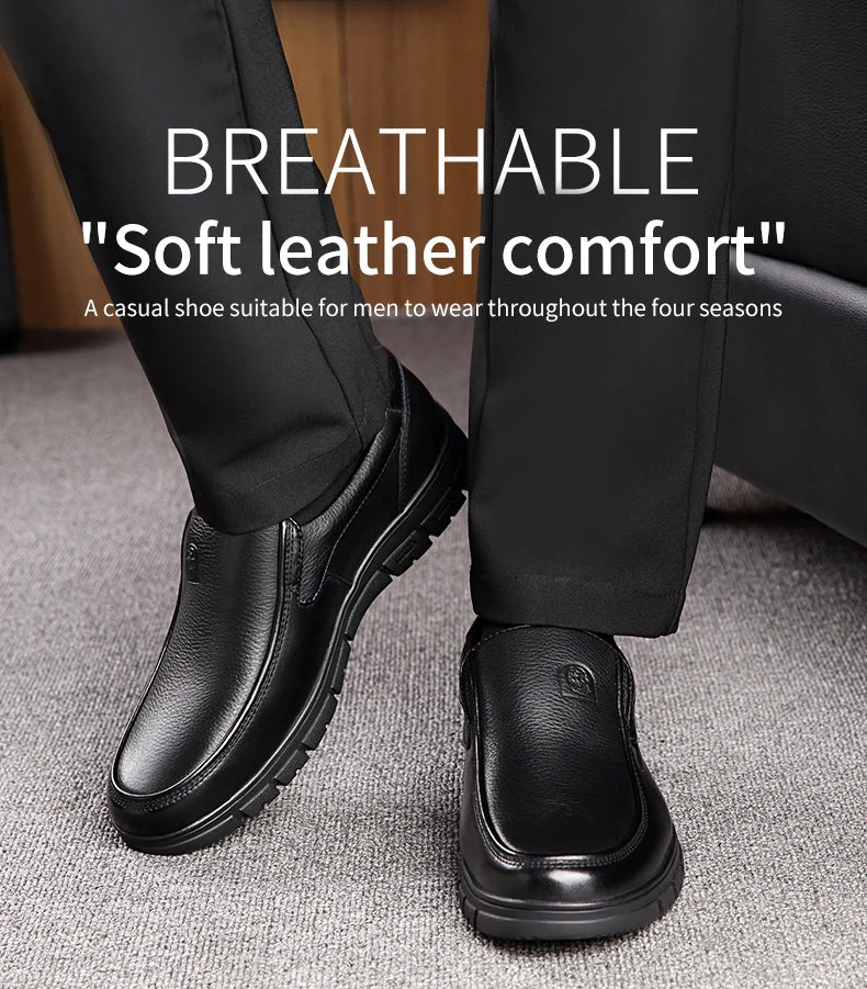 LAORENTOU genuine leather thick soled casual leather shoes for middle-aged and elderly fathers, oversized business shoes 66736 - Sun Studio