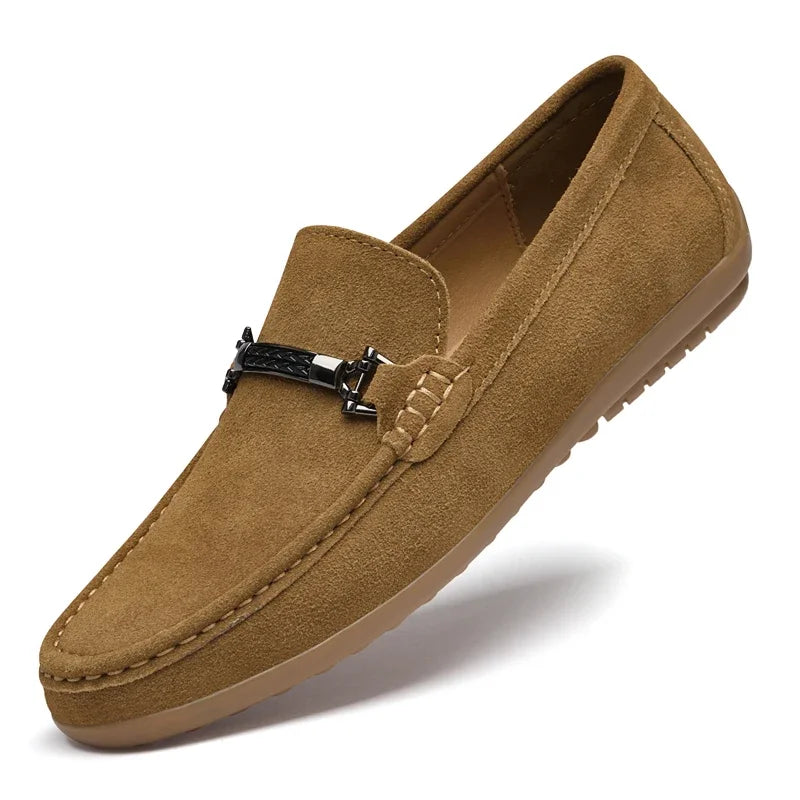 Fashion Brand Men's Spring Suede Casual Leather Shoes Bean Shoes New Outdoor Men's Comfortable Soft Soled Non Slip Driving Shoes