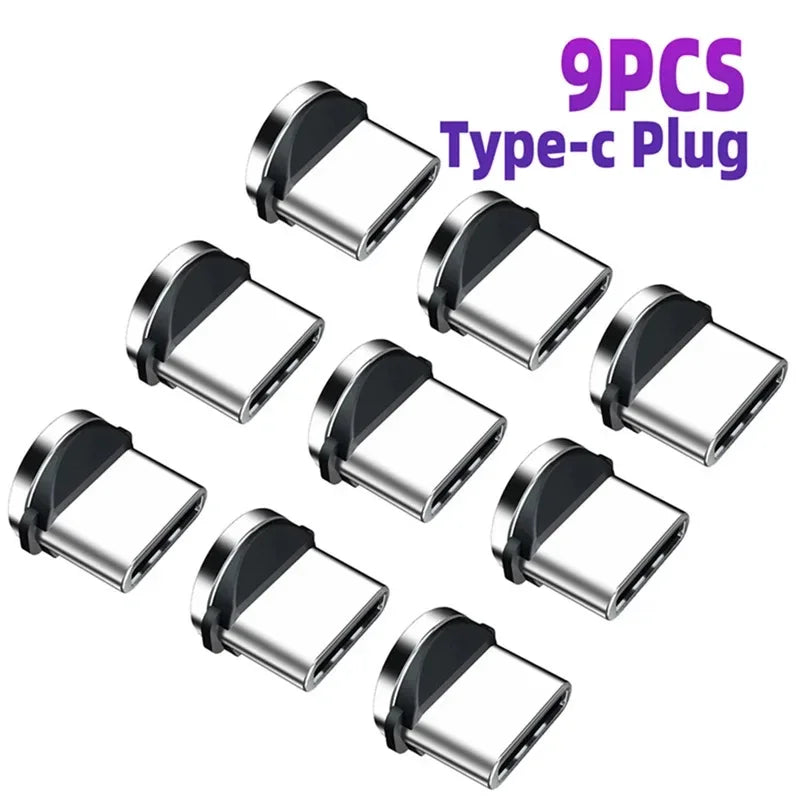 9pcs Converter Charging Cable Adapter For Mobile Phone 360 Degree Rotation Magnetic Tips Replacement Parts Easy Operate Durable - Sun Studio