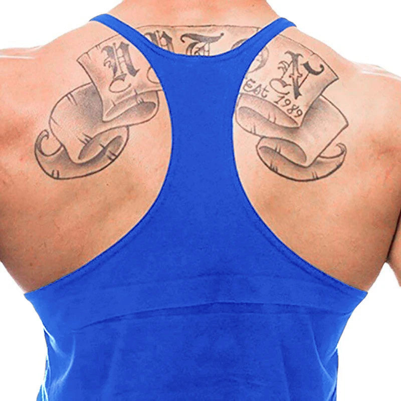 Gym Fitness Bodybuilding Suspenders T-Shirt Mens Fashion Print Sport Sleeveless Vests Summer Cotton Breathable Y-back Tank Tops - Sun Studio