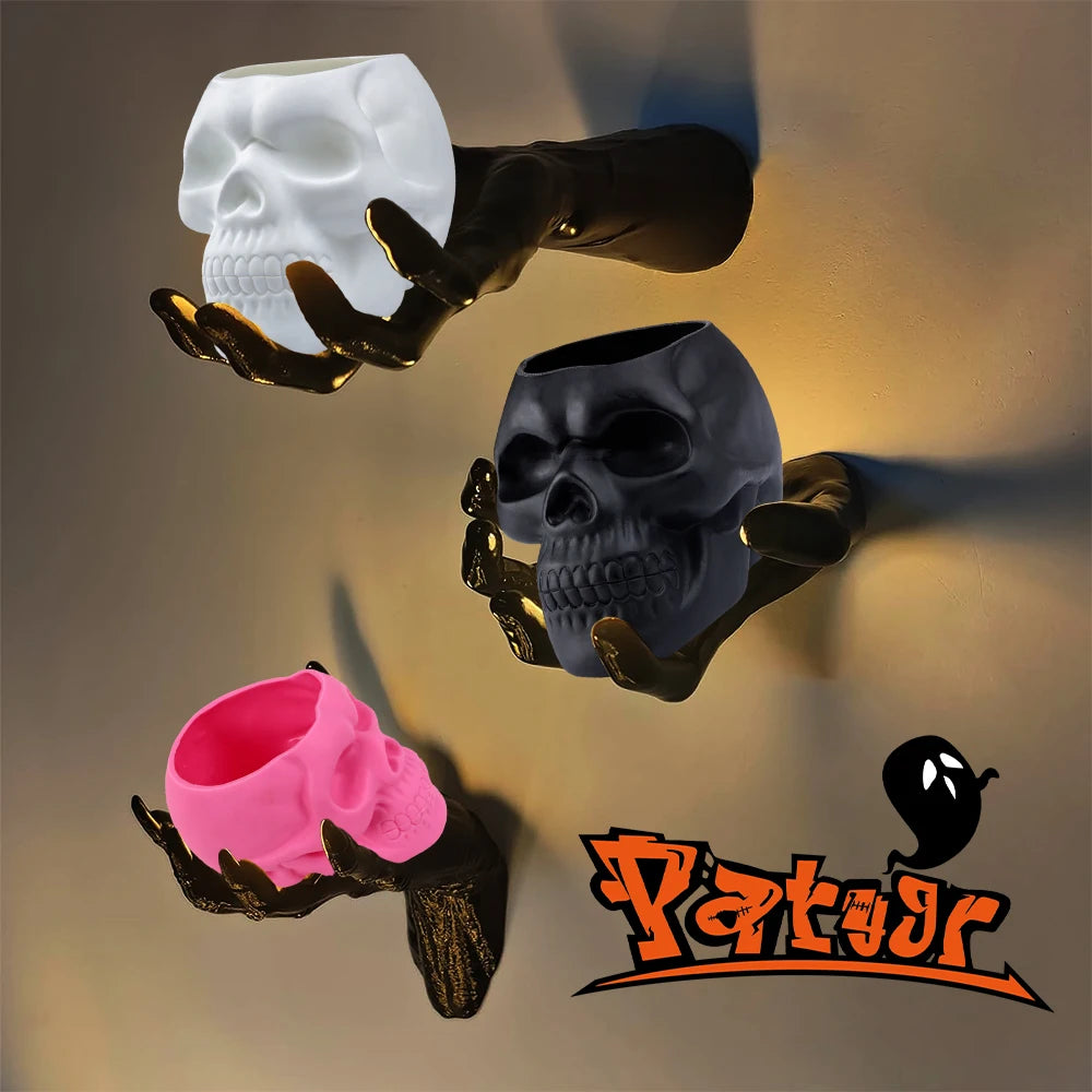 Skull Planter Vase Gothic Skull Flower Pot Goth Plant Pots Succulent Planters For Home Decor Halloween Decoration Pen Holder - Sun Studio
