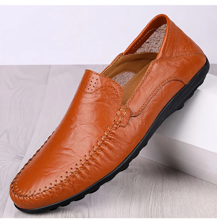CLOHOO Men's Business Casual Shoes Leather Stitching Comfortable Breathable Rubber Bottom Second Layer Cowhide - Sun Studio