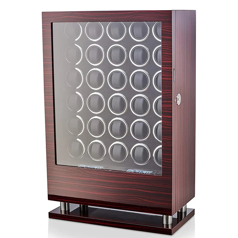 Luxury Automatic Watch Winder12 24 30 Slot Wood Mechanical Watch Box Fingerprint Unlock Quiet Mabuchi Motor Watches Storage Safe - Sun Studio
