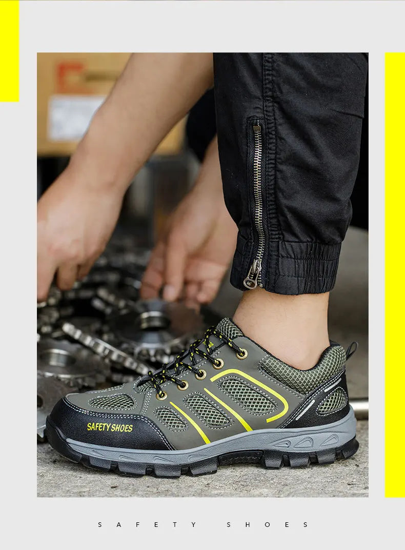 NYWOOH Male Steel Toe Safety Shoes Indestructible Construction Work Shoes Protection Footwear Breathable Hiking Boots For Men - Sun Studio