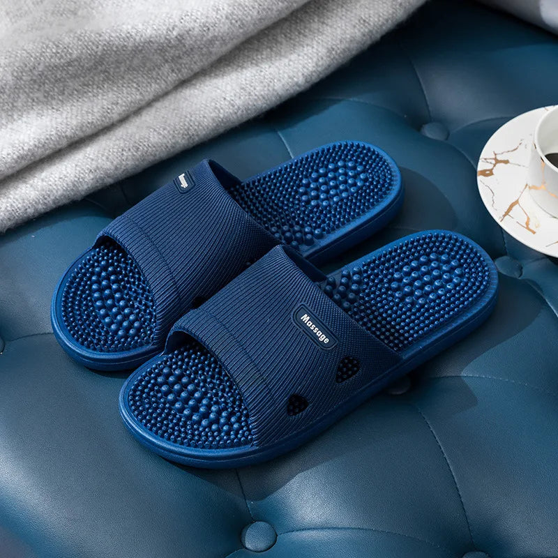 Femmes Hommes Chaussons de Massage des Pieds Intérieur Salle de Bain Antidérapants Doux Tongs Confort Plats Couples Maison Soulagement Pieds Santé Chaussures